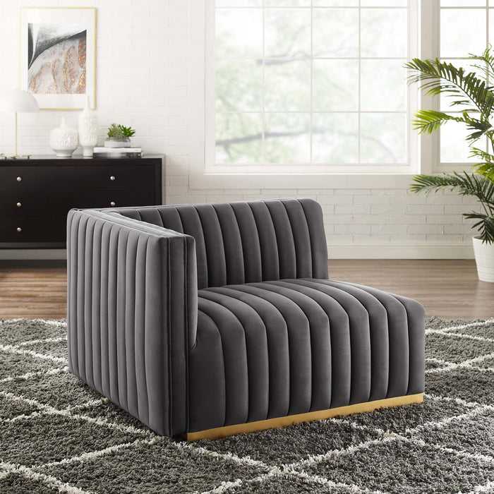 Conjure Channel Tufted Performance Velvet Left-Arm Chair - view 13