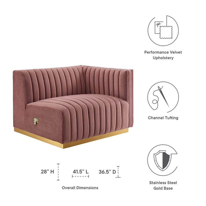 Conjure Channel Tufted Performance Velvet Right-Arm Chair - view 9