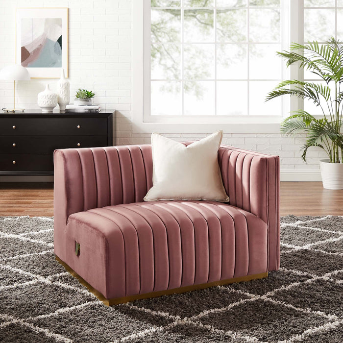 Conjure Channel Tufted Performance Velvet Right-Arm Chair - view 7