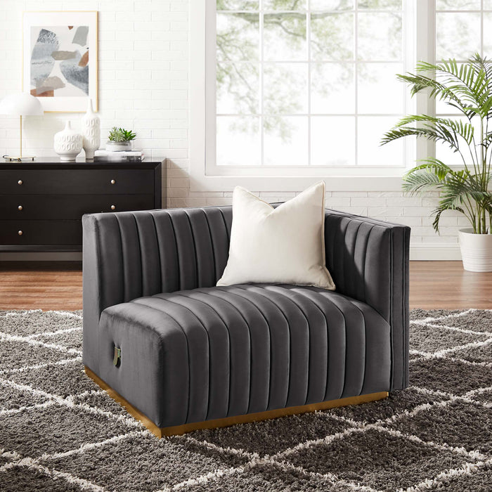 Conjure Channel Tufted Performance Velvet Right-Arm Chair - view 13