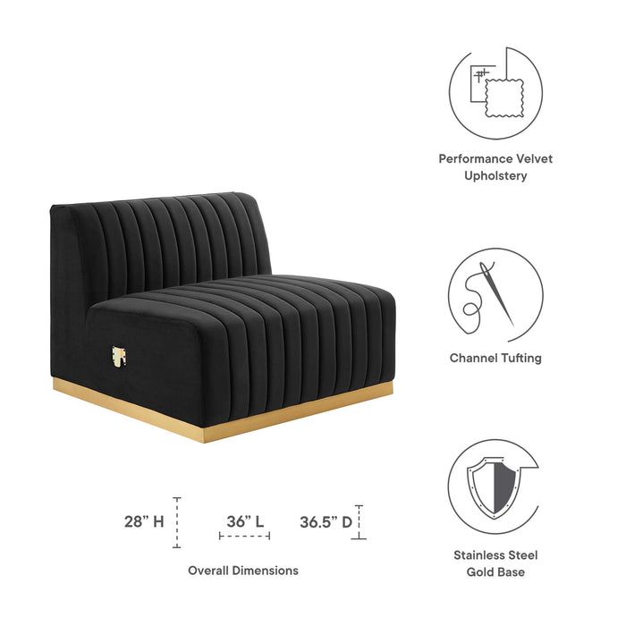 Conjure Channel Tufted Performance Velvet Armless Chair - detail close-up