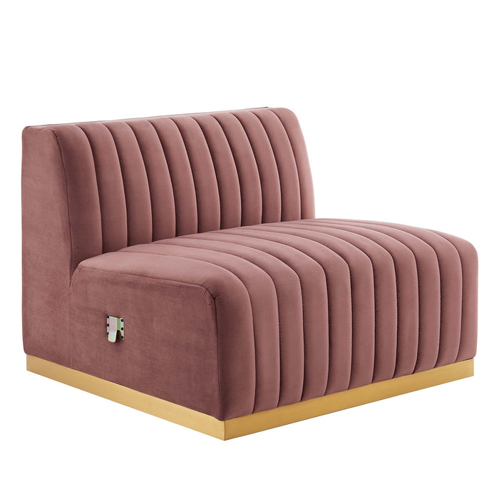 Conjure Channel Tufted Performance Velvet Armless Chair - view 9
