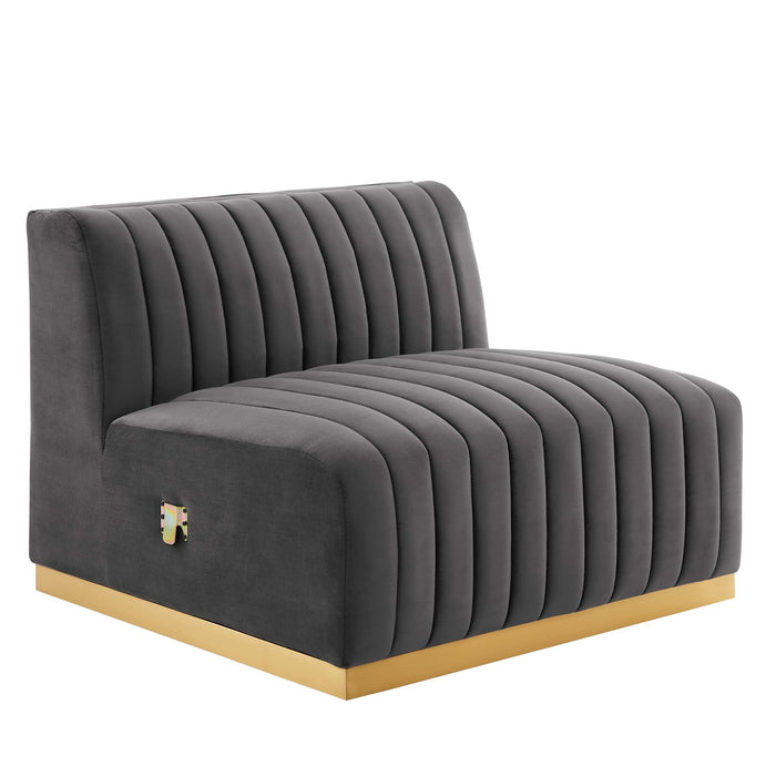 Conjure Channel Tufted Performance Velvet Armless Chair - view 16