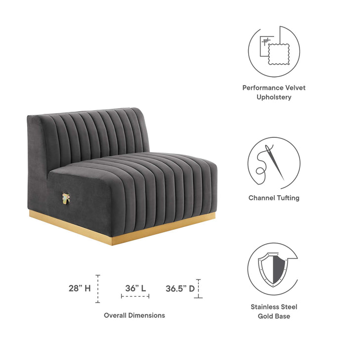 Conjure Channel Tufted Performance Velvet Armless Chair - view 17