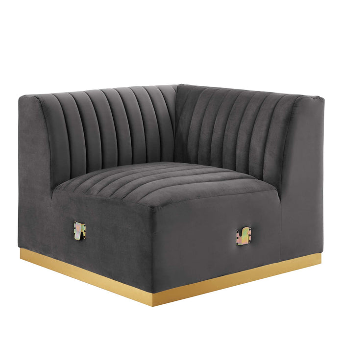 Conjure Channel Tufted Performance Velvet Left Corner Chair