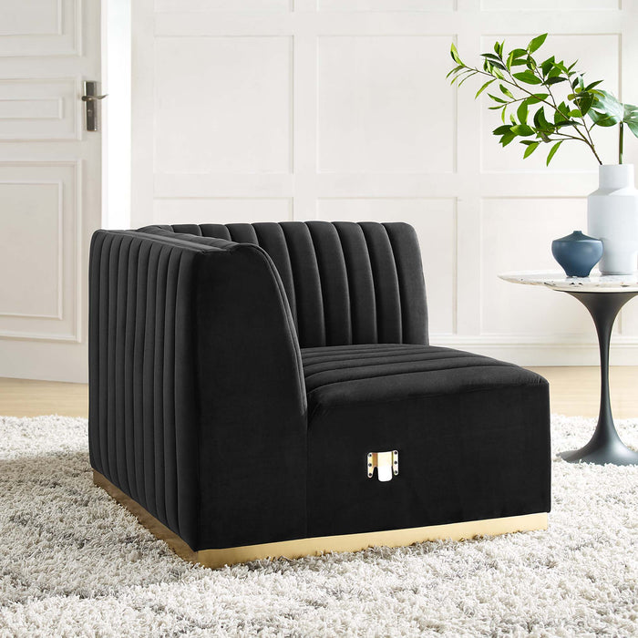 Conjure Channel Tufted Performance Velvet Right Corner Chair - Modway \living\sectionals