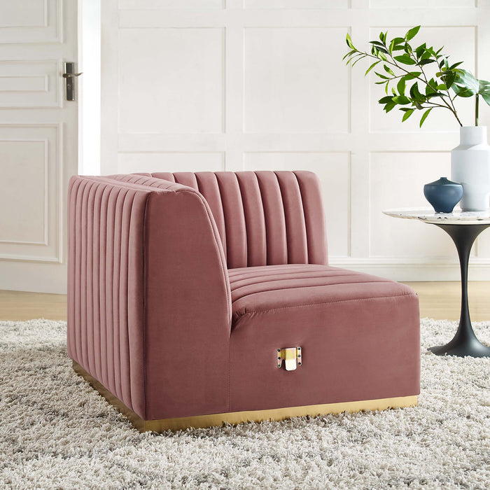 Conjure Channel Tufted Performance Velvet Right Corner Chair - view 7