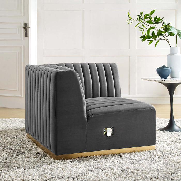 Conjure Channel Tufted Performance Velvet Right Corner Chair - view 13
