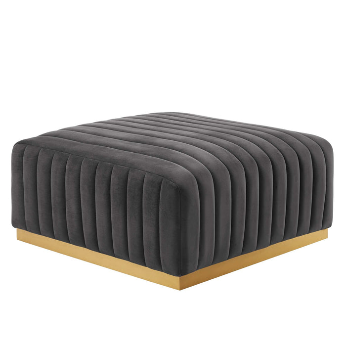 Conjure Channel Tufted Performance Velvet Ottoman