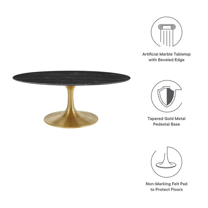 Lippa Oval Artificial Marble Coffee Table