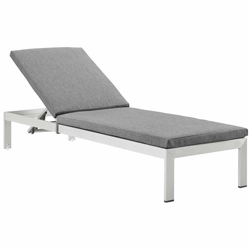 Modway Shore Outdoor Patio Aluminum Chaise with Cushions in Blue - Side View