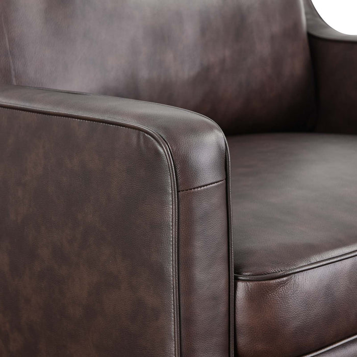 Impart Genuine Leather Armchair - Modern Accent Chair with Spring Support and Elegant Design for Small Spaces