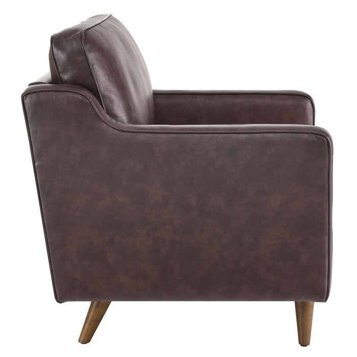 Impart Genuine Leather Armchair - Modern Accent Chair with Spring Support and Elegant Design for Small Spaces