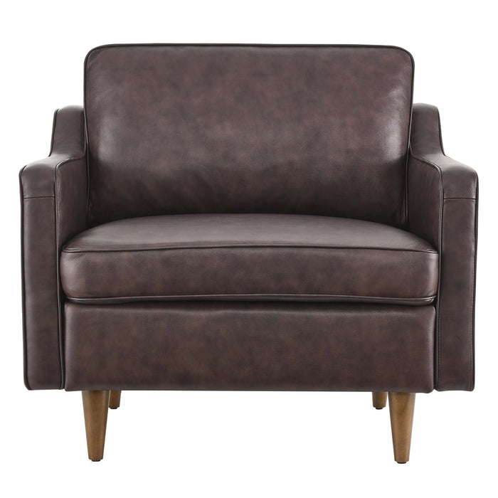 Impart Genuine Leather Armchair - Modern Accent Chair with Spring Support and Elegant Design for Small Spaces