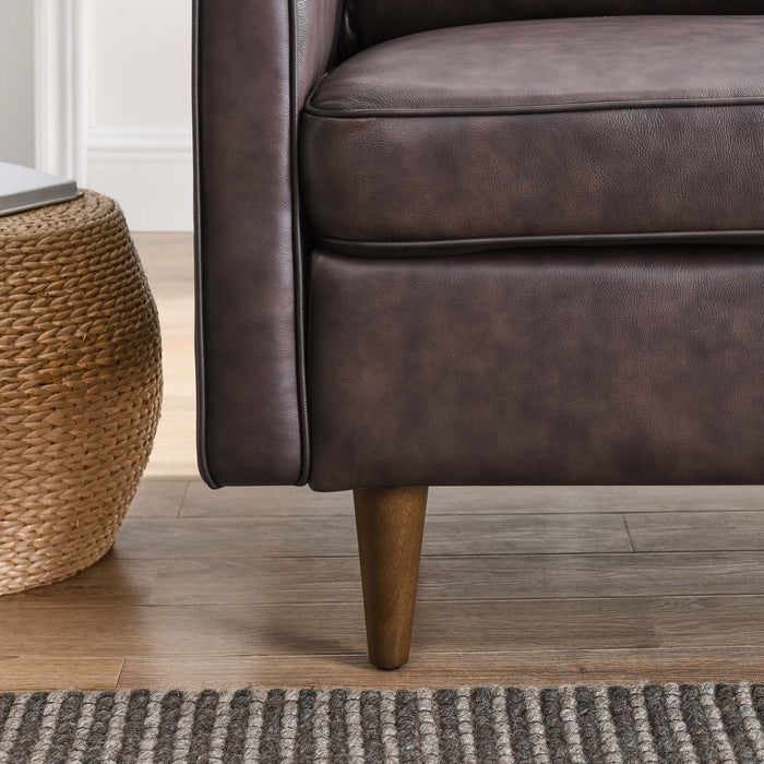 Impart Genuine Leather Armchair - Modern Accent Chair with Spring Support and Elegant Design for Small Spaces