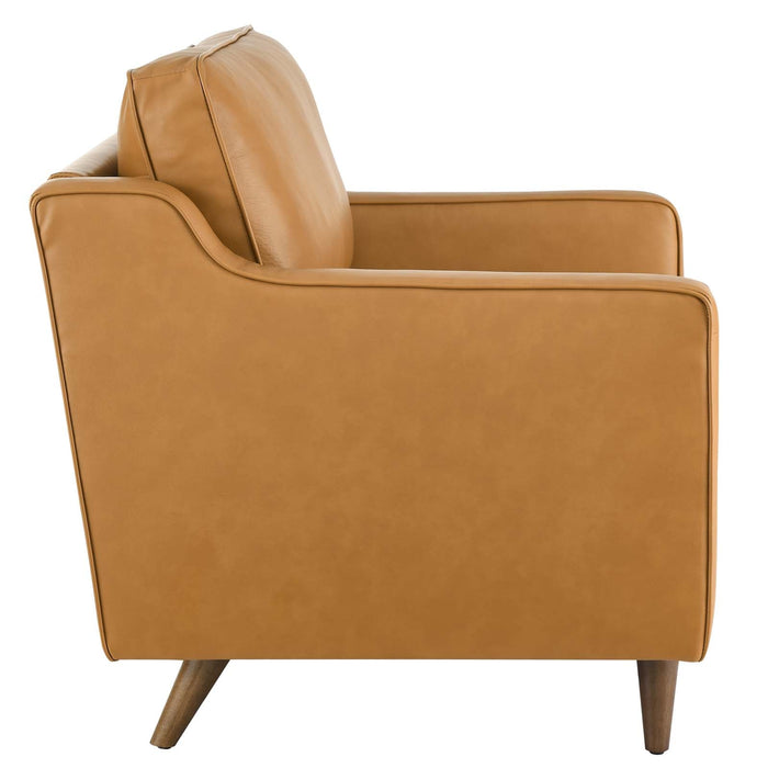Impart Genuine Leather Armchair - Modern Accent Chair with Spring Support and Elegant Design for Small Spaces