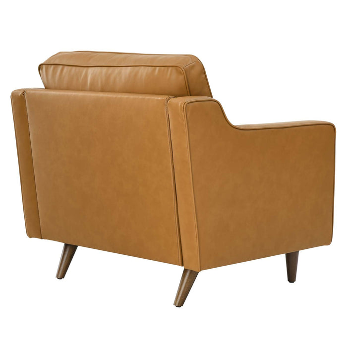 Impart Genuine Leather Armchair - Modern Accent Chair with Spring Support and Elegant Design for Small Spaces