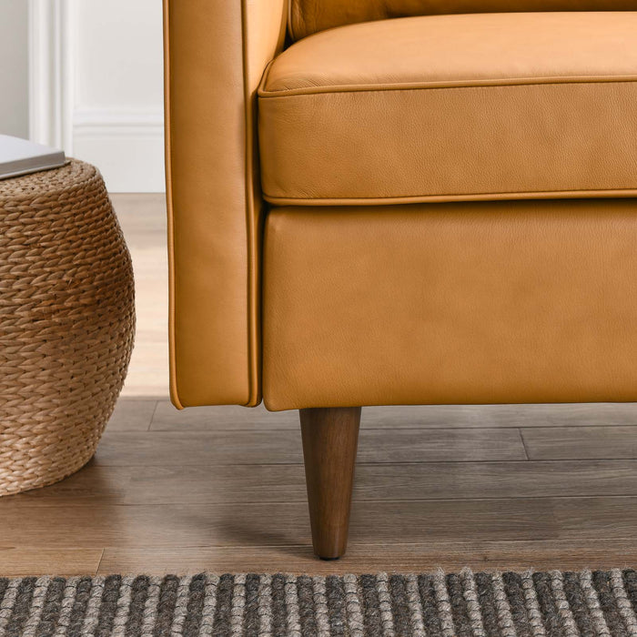 Impart Genuine Leather Armchair - Modern Accent Chair with Spring Support and Elegant Design for Small Spaces