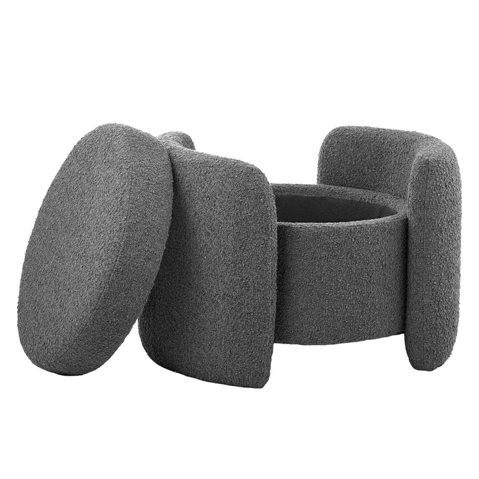 Modway Nebula Boucle Upholstered Ottoman Living Room Furniture - Close-Up