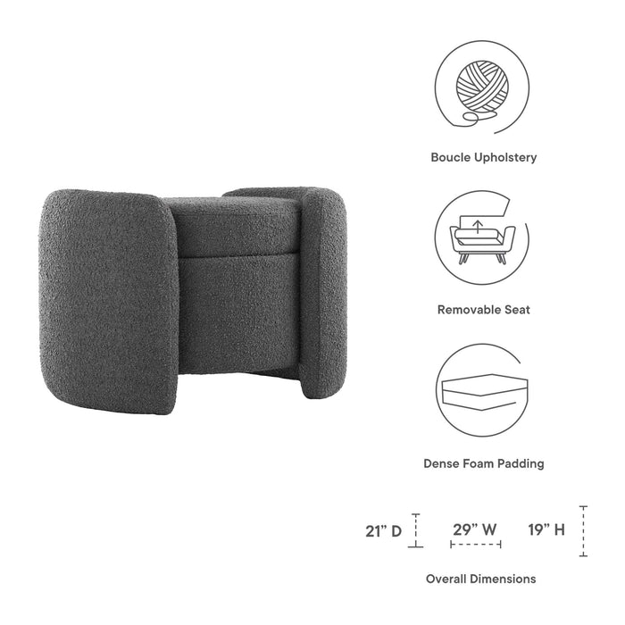 Modway Nebula Boucle Upholstered Ottoman Living Room Furniture in Brown - Side View