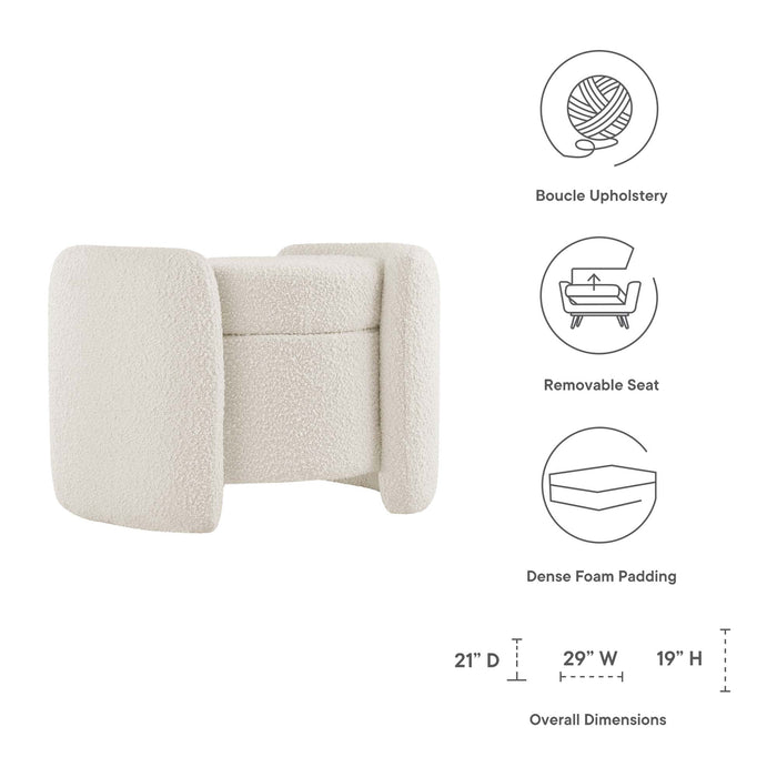 Modway Nebula Boucle Upholstered Ottoman Living Room Furniture - View 11