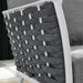 Stance Outdoor Patio Aluminum Left-Facing Armchair - in lifestyle setting