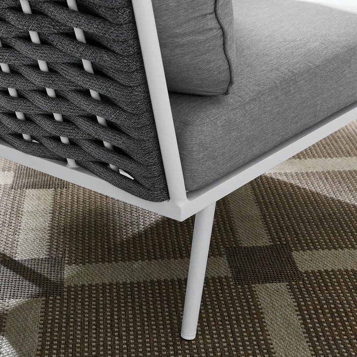 Stance Outdoor Patio Aluminum Corner Chair - in lifestyle setting