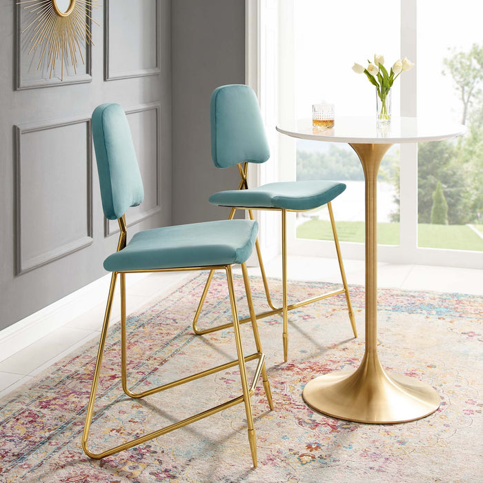 Ponder Performance Velvet Bar Stool Set of 2