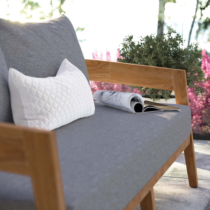 Brisbane Teak Wood Outdoor Patio Loveseat - in lifestyle setting