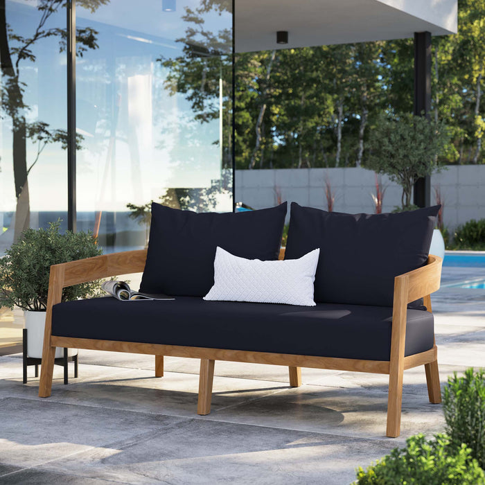 Brisbane Teak Wood Outdoor Patio Loveseat - view 17