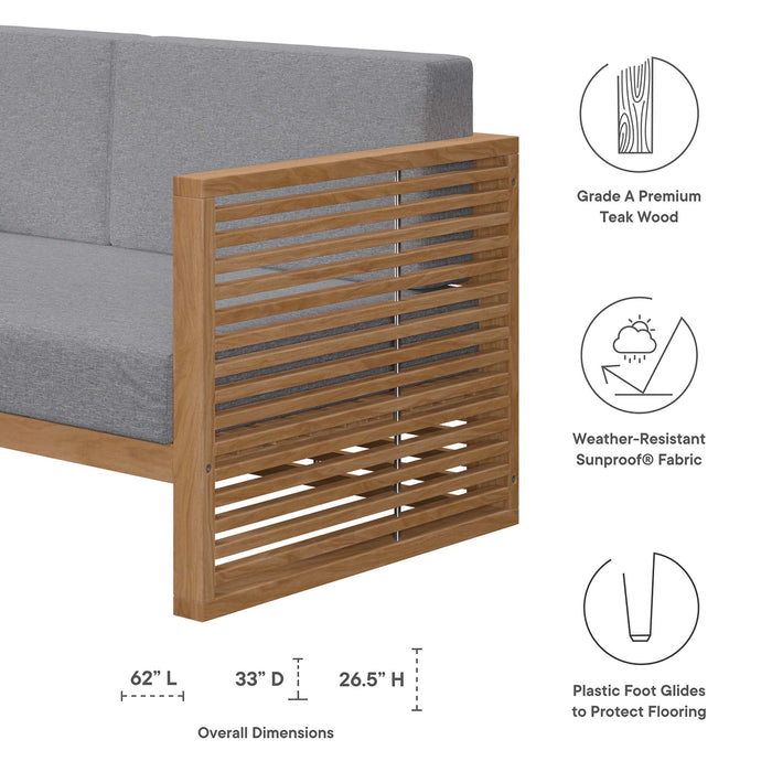 Carlsbad Teak Wood Outdoor Patio Loveseat - detail close-up