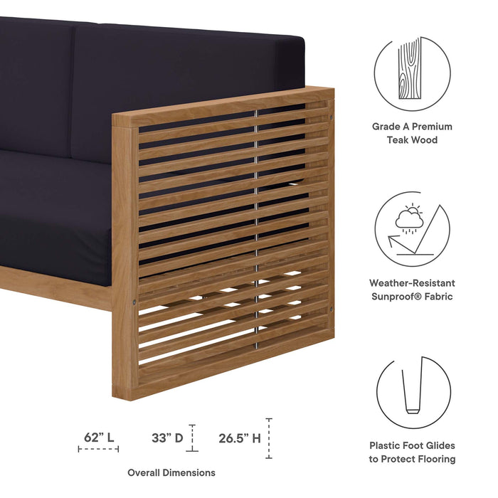 Carlsbad Teak Wood Outdoor Patio Loveseat - view 11