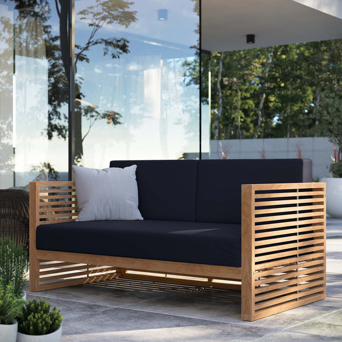 Carlsbad Teak Wood Outdoor Patio Loveseat - view 9