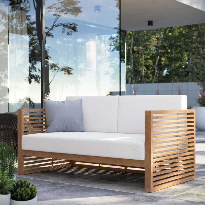 Carlsbad Teak Wood Outdoor Patio Loveseat - view 17