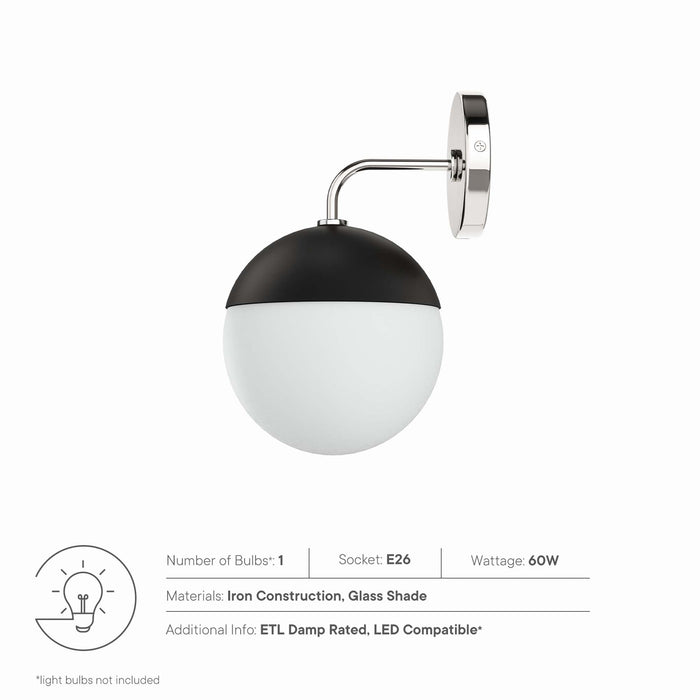 Stellar 1-Light Wall Sconce Opal Polished Nickel