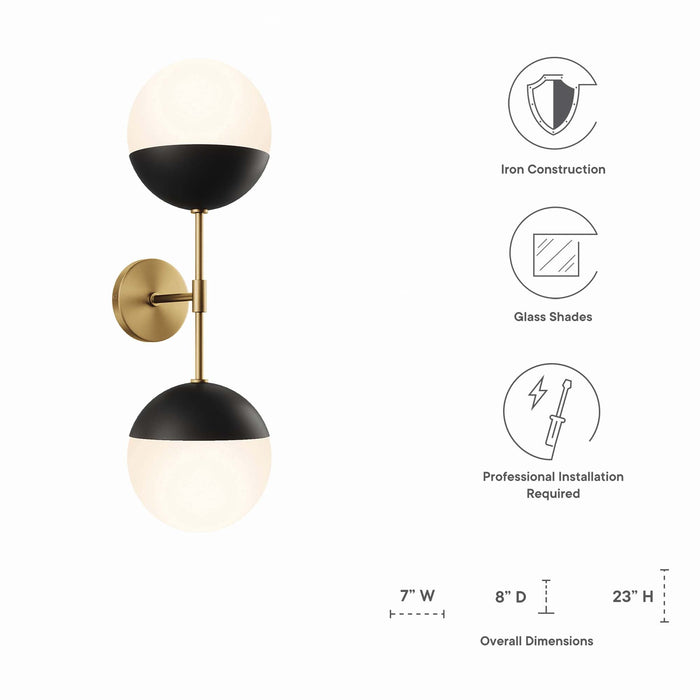 Modway Stellar 2-Light Wall Sconce in Brown - Detail View