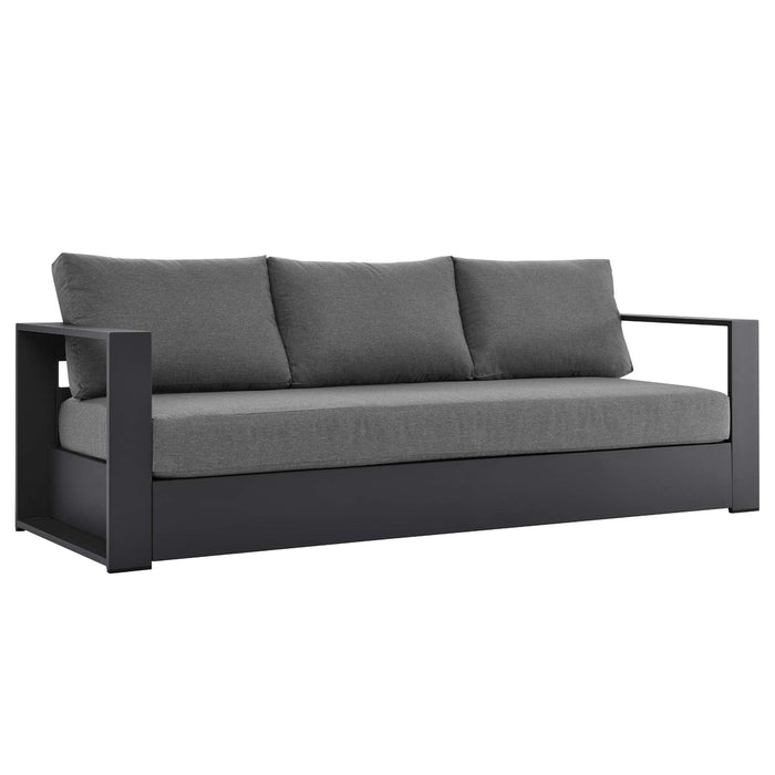 Tahoe Outdoor Patio Powder-Coated Aluminum Sofa Gray Charcoal