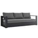 Tahoe Outdoor Patio Powder-Coated Aluminum Sofa Gray Charcoal