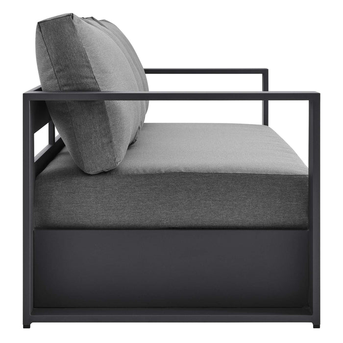 Tahoe Outdoor Patio Powder-Coated Aluminum Sofa Gray Charcoal