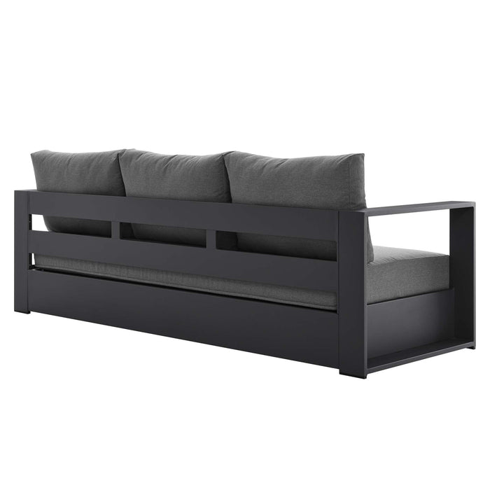 Tahoe Outdoor Patio Powder-Coated Aluminum Sofa Gray Charcoal