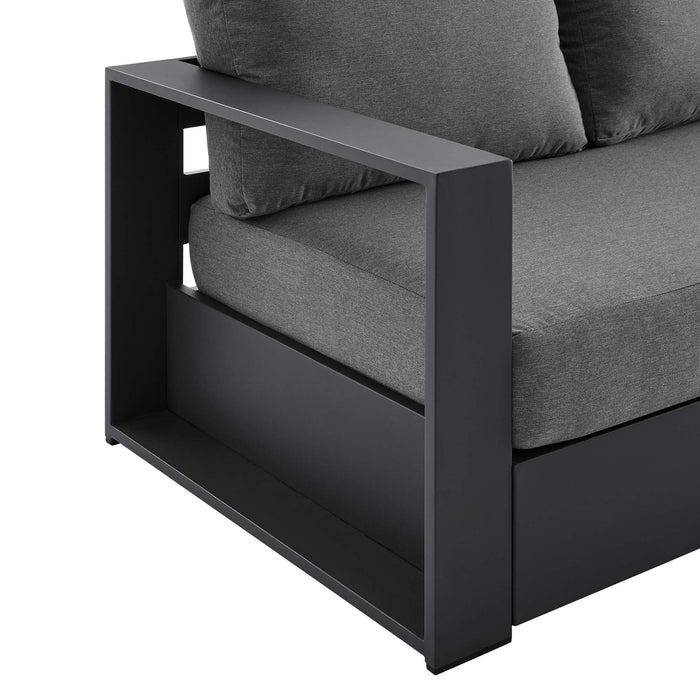 Tahoe Outdoor Patio Powder-Coated Aluminum Sofa Gray Charcoal