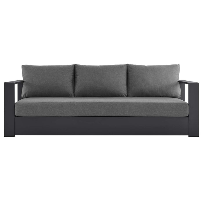 Tahoe Outdoor Patio Powder-Coated Aluminum Sofa Gray Charcoal