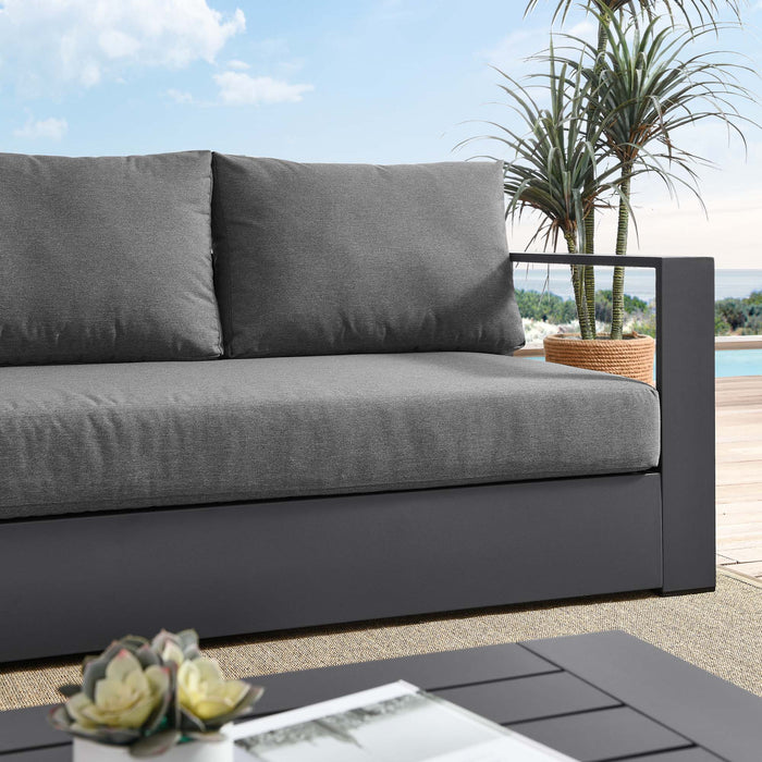 Tahoe Outdoor Patio Powder-Coated Aluminum Sofa Gray Charcoal