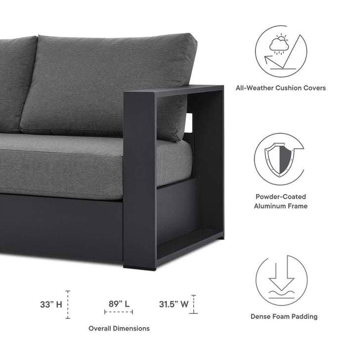 Tahoe Outdoor Patio Powder-Coated Aluminum Sofa Gray Charcoal