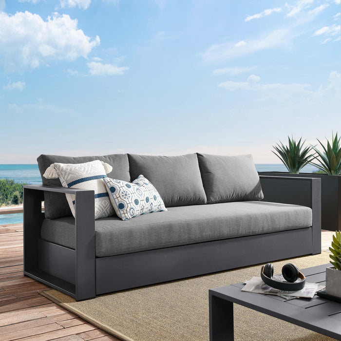 Tahoe Outdoor Patio Powder-Coated Aluminum Sofa Gray Charcoal