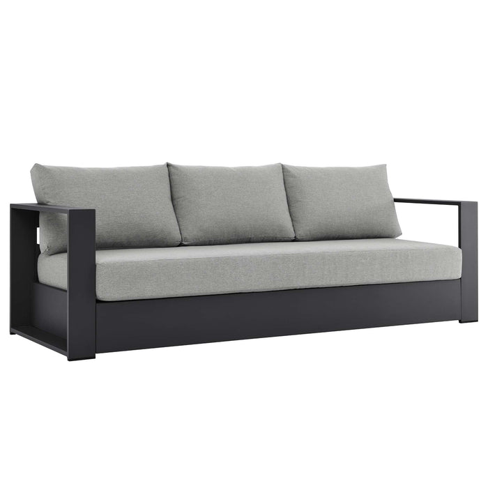 Tahoe Outdoor Patio Powder-Coated Aluminum Sofa Gray Gray