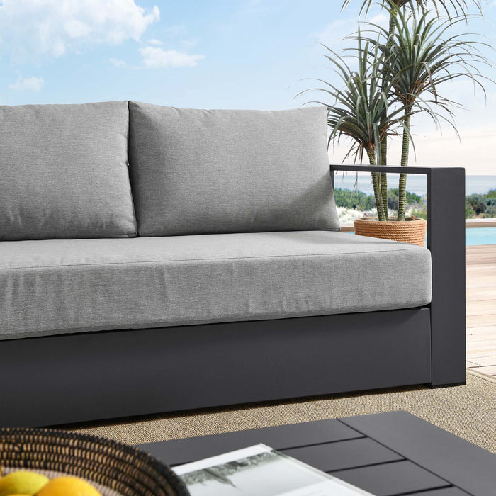 Tahoe Outdoor Patio Powder-Coated Aluminum Sofa Gray Gray