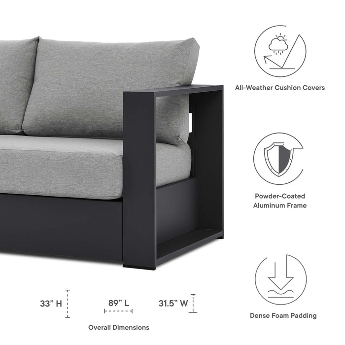 Tahoe Outdoor Patio Powder-Coated Aluminum Sofa Gray Gray