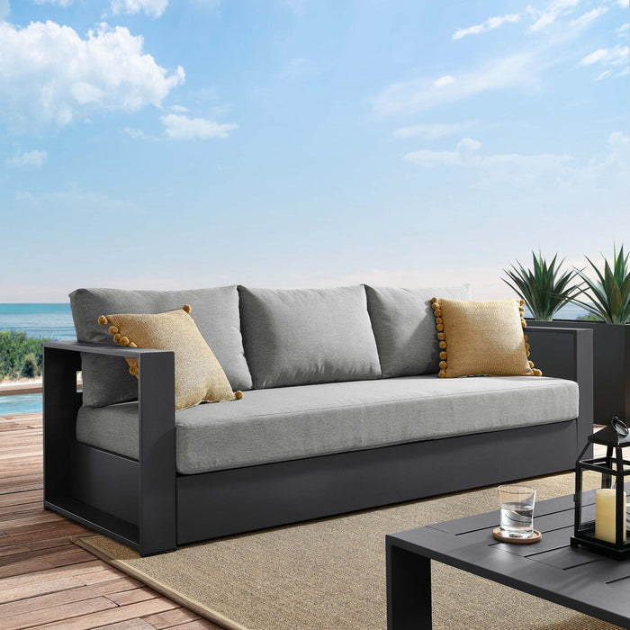 Tahoe Outdoor Patio Powder-Coated Aluminum Sofa Gray Gray