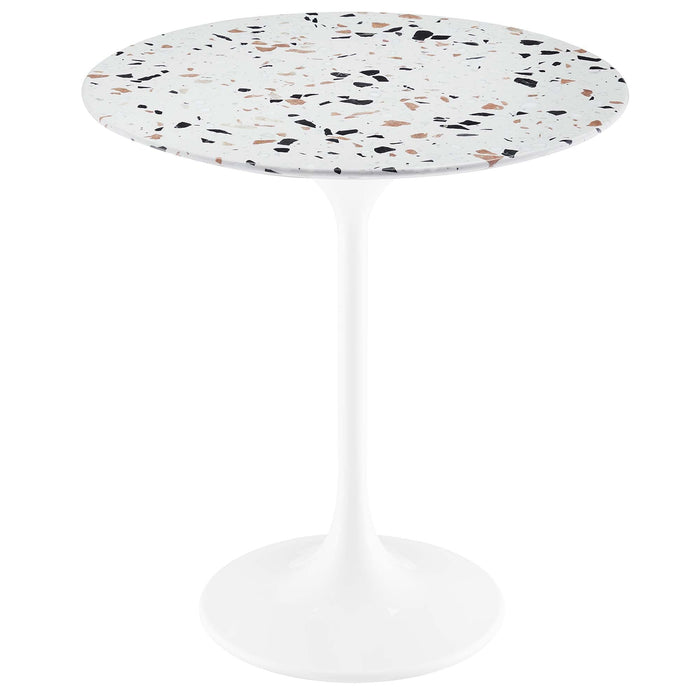 Modway Lippa Round Terrazzo Side Table Living Room Furniture in White